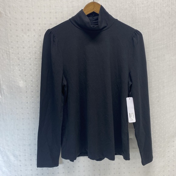 Soft Surroundings Emme Turtleneck Top Black Size M Preppy Capsule - Picture 1 of 12